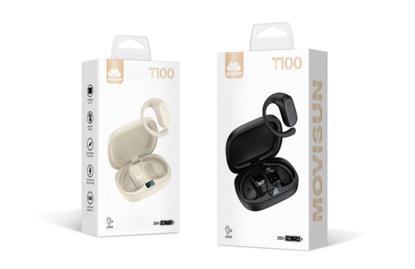 Caja T100 Beige y Negro Audífonos T100