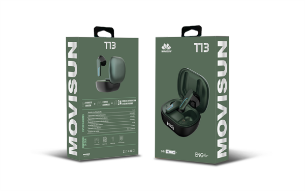 Caja T13 Verde Audífonos T13