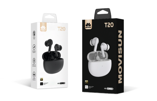 Caja T20 Negro y Blanco Audífonos T20 ANC